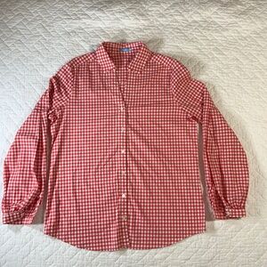 J. McLaughlin Women's Size Medium Red & White Gingham Button-Up Shirt - (F32)